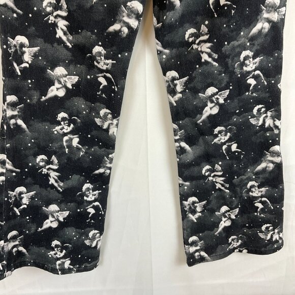 Delia's Cherub Jeans M Black Gray White Bell Bottom Flare Dolls Kill - Picture 9 of 11